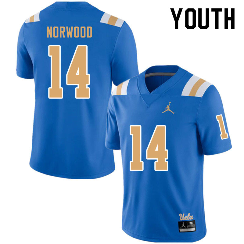 Jordan Brand Youth #14 Josiah Norwood UCLA Bruins College Football Jerseys Sale-Blue - Click Image to Close